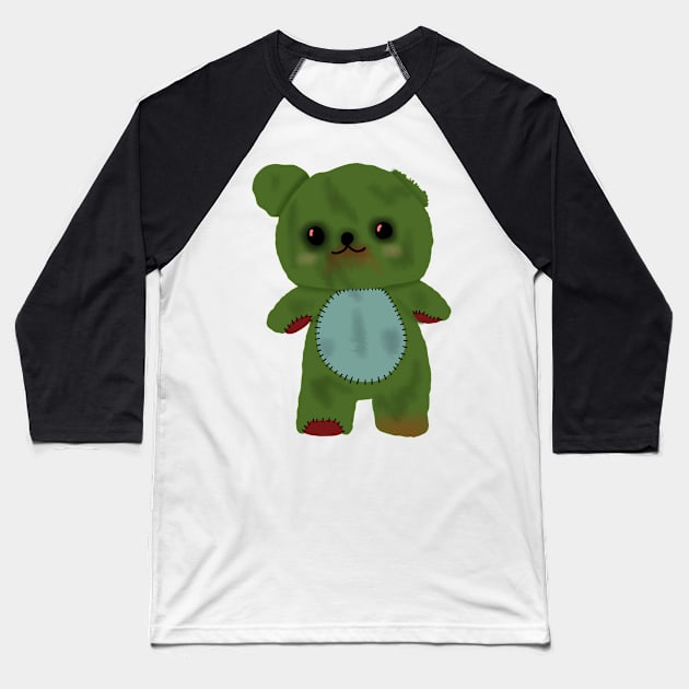 Zombie creepy kawaii teddy bear Baseball T-Shirt by Becky-Marie